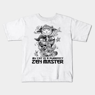 My Cat Is A Purrfect Zen Master Kids T-Shirt